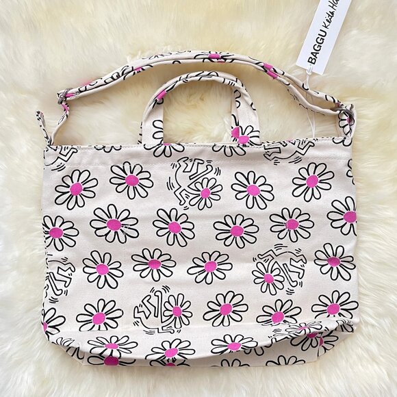 BAGGU x Keith Haring NWT Horizontal Zip Duck Bag - Keith Haring Flower - Picture 2 of 7